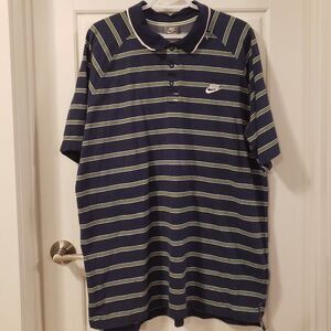Nike Sportswear FIT DRY XXL Navy Green Horizontal Striped Men's Golf Shirt